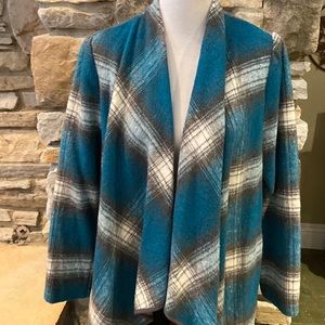 Plaid, flannel maxi blanket coat, size medium, open front style